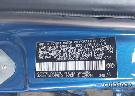 2012 Toyota Prius C Four z USA, uszkodzony, nr VIN JTDKDTB30C1015652